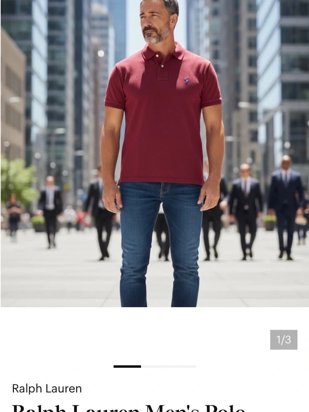 Polo by Ralph Lauren Men's Custom Slim Fit Burgundy Polo